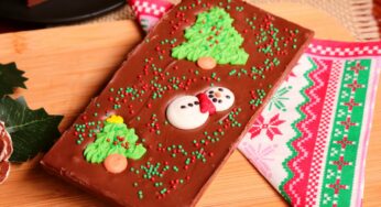 Barra de Chocolate Recheada e Decorada para o Natal