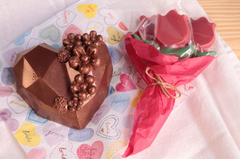 Kit Dia das mães: Coração Lapidado e Buquê de Chocolate